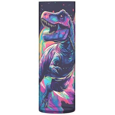 Imagem de T Rex Vaso cilíndrico colorido para flores decorativo personalizado vaso de flores redondo bonito decoração moderna sala de estar, 30 cm x 9,9 cm