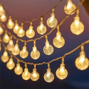 Imagem de Cordão de luzes de Natal ao ar livre, para festas de fim de ano, casamento, jardim, decoração de pátio (bola pequena - branca)