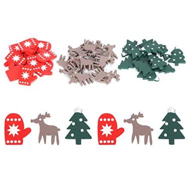Imagem de Cryfokt Decorações de Natal Lascas de Madeira Requintada Decoração DIY Com Corte a para Festa de Natal, 200 Peças de Artesanato Em Madeira de MDF de Alce Colorido para Decoração de árvore/parede/lareira