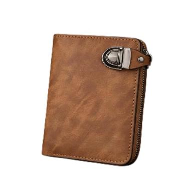 Imagem de Carteira masculina moderna, marrom claro, encaixe horizontal, cor sólida, couro sintético, leve, marrom claro, design horizontal com encaixe, couro sintético de cor sólida, leve