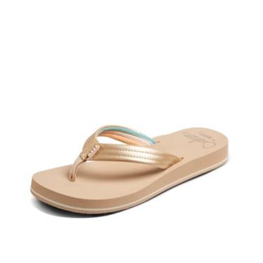 Imagem de REEF Sandália feminina Cushion Breeze, palmilha acolchoada ultramacia, suporte de arco, Hora dourada, 38
