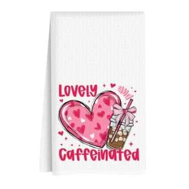 Imagem de Toalhas de cozinha para o dia dos namorados, decorações de dia dos namorados, presente para ela, namorado, namorada, laço de coração rosa, presentes de casamento para casal, esposa, marido, 35 x 61 cm