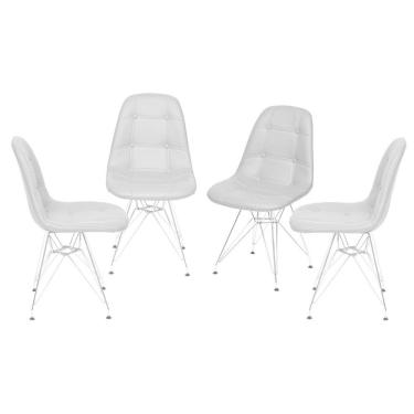 Imagem de Kit 4 Cadeiras Boxbit Dkr Eames Botonê Base Cromada Cinza