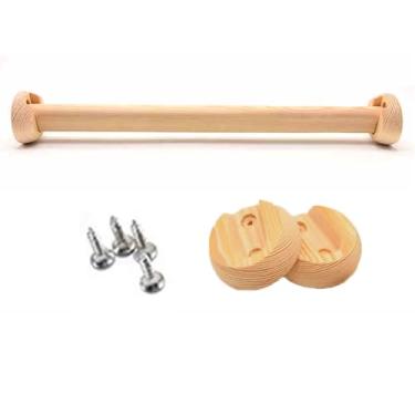 Imagem de YDJIANCAI 1 peça de tubo oval de madeira para guarda-roupa, mastro de armário resistente, haste de armário de guarda-roupa com suporte de extremidade, corte personalizado até 119 cm de comprimento