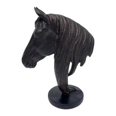 Imagem de predolo Estátua de Cabeça de Cavalo, Arte em Miniatura, Ornamento Criativo de Feng Shui, Escultura de Animal para Festa, Dormitório, Quarto, Lareira, Festival, Marrom, 15.6 X 8.5 X 21.3 Cm