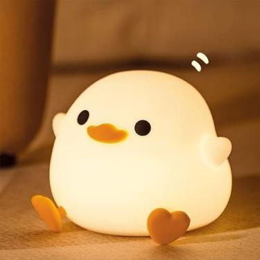 Imagem de Lâmpada de Mesa Crtivetoys Duck Night Lamp Silicone Recarregável Luz Noturna LED com Sensor para Quarto Decoração Kawaii Modos Reguláveis Alivio do Es