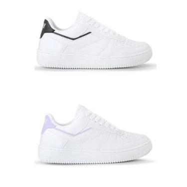 Imagem de Kit de 2 Pares Tênis Feminino Casual ForcePlay Branco, Preto, Lilás, 3