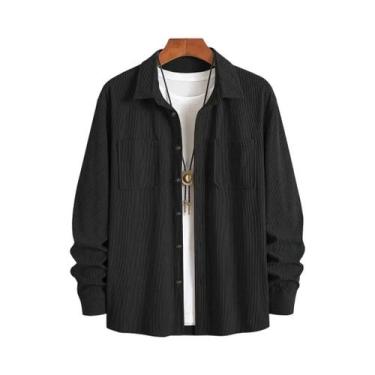 Imagem de Jaqueta Camisa De Corduroy Vintage Masculina Estilo Hong Kong Moda Ten