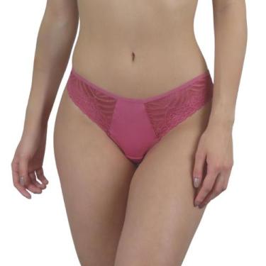 Imagem de Calcinha Feminina Tanga Lateral Larga Renda Microfibra Conforto Kit 4 