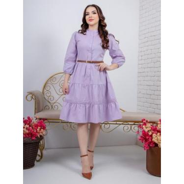 Imagem de Vestido Midi Chemise com Manga Comprida de Festa Convidada Social - Fa