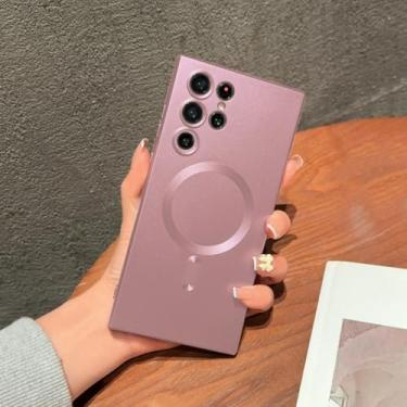 Imagem de Capa magnética fosca de luxo para Samsung Galaxy S24 S22 S21 S23 S25 Ultra S25 Plus S25 (para Samsung S24 Ultra/Ouro Rosa)