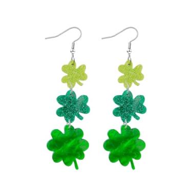 Imagem de Brincos de flor acrílica irlandesa para mulheres do dia de São Patrício, brincos pendentes de folha verde, brincos de boa sorte, acessórios de férias para o dia de São Patrício, joias, Medium