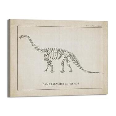 Imagem de Arte de parede de esqueleto de dinossauro vintage paleontologia pôsteres de arte de fósseis de dinossauros impressões de arte tricerátopo esboços fotos decoração de quarto de menino (SKU4,20.3x30.5 cm
