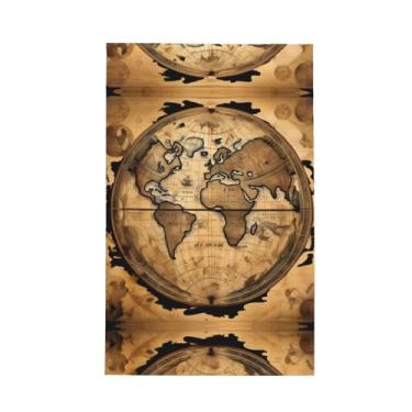 Imagem de XLLingL Toalhas de cozinha com estampa de globo do mundo do mundo antigo, panos de prato de microfibra, para decoração e limpeza de cozinha - 1 peça