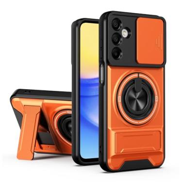 Imagem de SORAKA Capa para Samsung Galaxy A15 5G com suporte,proteção de lente com janela e capa dupla de PC e TPU compatível com suporte magnético para carro
