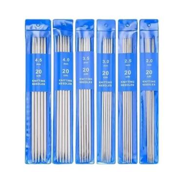 Imagem de Conjunto De Agulhas De Tricô Retas De Aço Inoxidável De 20CM Com Ponta