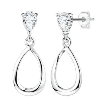 Imagem de Brincos De Coração Em Prata Esterlina 925 Com Brilho, Com Pérola E Dia