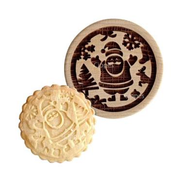 Imagem de Carimbo De Biscoito De Madeira De Natal Com Padrão De Rena E Boneco De