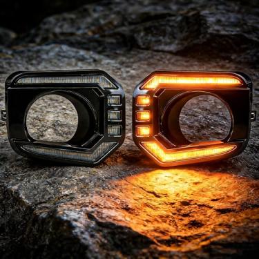 Imagem de Conjuntos de luzes LED DRL para Toyota Tacoma Limited/SR/SR5/Trail Edition 2016–2023, DRL com animação de inicialização dinâmica e seta âmbar fluindo, para-choque dianteiro, 1 par (manchado)