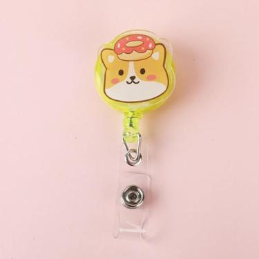 Imagem de Suporte de crachá clipes de acrílico para estudantes, fácil de puxar, porta-cartões de identificação, meninas, meninos, cores fofas, carretel retrátil (estilo 5)