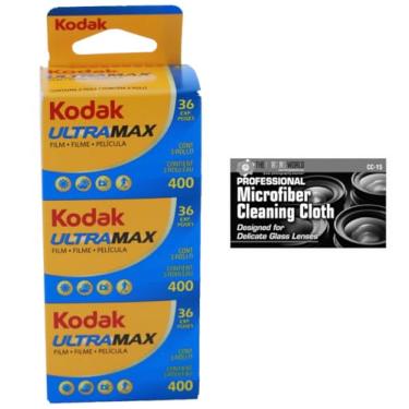 Imagem de Película de rolo Kodak GC/UltraMax 400 Color Negative de 35 mm, 36 exposições, pacote com 3 com pano de microfibra