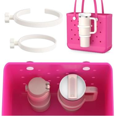 Imagem de OUTXE Pacote com 4 porta-copos para bolsa Bogg, serve para Stanley de 473 a 1,134 g, acessório de suporte de bebida compatível com todas as bolsas Bogg & Simply Southern Beach (1,134 g creme + creme)