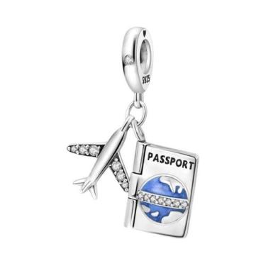 Imagem de Pingente Charm De Viagem Em Forma De Avião De Prata Esterlina 925 Para