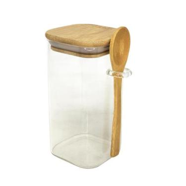 Imagem de Pote De Vidro 650Ml Com Tampa E Colher De Mad - Mabel