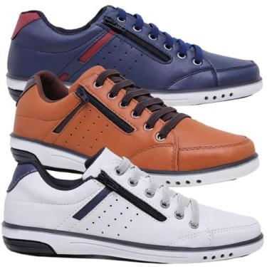 Imagem de Kit 3 Pares Sapatênis Masculino Casual Fechamento Elastico e Ziper - S