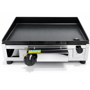 Imagem de Chapa de Lanche a Gás Profissional, Base em Aço Inox, Chapa Aço Carbono 3mm, 30x40 cm, com Coletor de Gordura