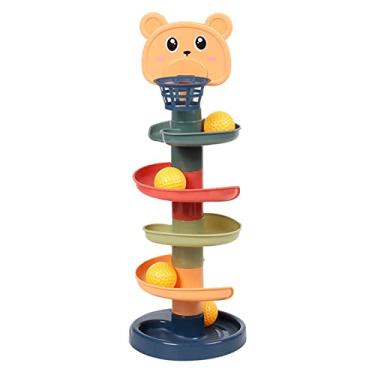 Imagem de Generic Bola Bola Torre Interativa Educacional Cores Brilhantes Gota e Rolo Torre para Crianças da Criança, Plástico, 6 Acessórios, 5 Bolas (5 camadas com campos de golfe Tamanho único)