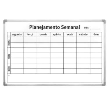 Imagem de Lousa Planejamento Semanal, Quadro Branco com Moldura de Alumínio, 90x60 cm, Organizador de Tarefas Diárias