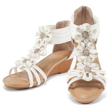 Imagem de FUDYNMALC Sandálias femininas sapatos de plataforma: conforto para o dia todo 2026 com zíper aberto dedo do pé sandálias gladiador de verão para uso casual, 618 branco, 38