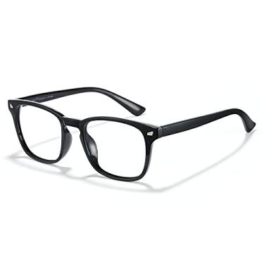 Imagem de Cyxus Óculos De Grau Grandes Com Filtro Bloqueador Uv, Preto, Para Computador, Masculino, Lentes Transparentes, Armação Quadrada Clássica Retrô Feminina, Anticansaço Ocular, Alivia Dores Cabeça