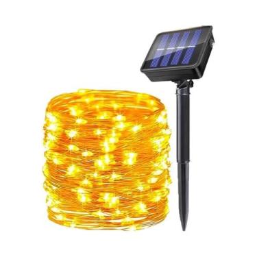 Imagem de Guirlanda De Natal Solar LED Com Luzes De Cordão Para Exterior, 8 Modo