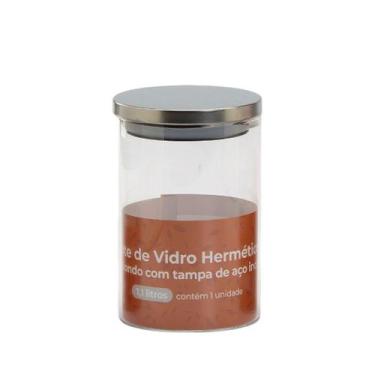 Imagem de Pote Hermético Redondo de Vidro 1,1L com Tampa de Inox para Armazename