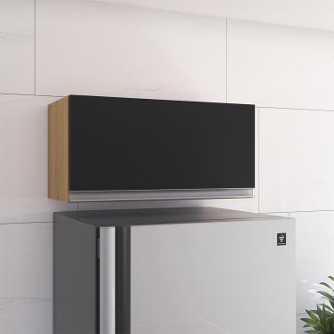 Imagem de Armário Cozinha Aéreo Geladeira 60cm Basculante Leticia Amêndoa/Preto A01 - D'Rossi