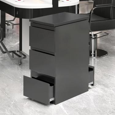 Imagem de Armário de armazenamento de salão de barbeiro de aço inoxidável – estação de estilo de 3 gavetas para cabeleireiros, spa de beleza e organização de ferramentas de tatuagem, armazenamento de