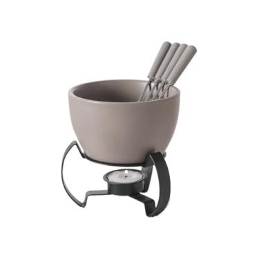 Imagem de Conjunto de canecas de fondue | Mini cerâmica de 450 ml com garfos - Conjunto de canecas de fondue de xícara de chocolate derretido | para creme de sobremesa e manteiga de queijo, casa, cozinha