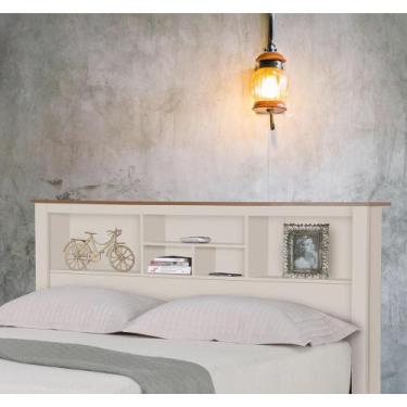 Imagem de Cabeceira Casal Quarto Havana Com Nichos - TEBARROT, Off White/Amendoa