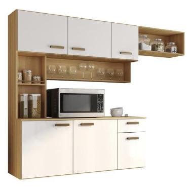 Imagem de Armario Cozinha Suspensa Manu 6 Portas e 1 Gaveta - Poliman, Freijo UV