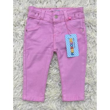 Imagem de Calça Jeans Bêbe Menino Menina Colorida Tamanho Único com Ajuste na Ci