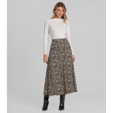 Imagem de Saia Feminina Midi Evase Dianna Bege, M, Bege