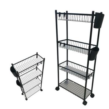 Imagem de Carrinho 4 Prateleira Organizador Multiuso Cozinha Lavanderia Banheiro