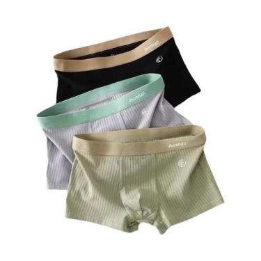 Imagem de Cuecas Boxer Masculinas De Algodão, Pacote Com 3, Confortáveis E Respi