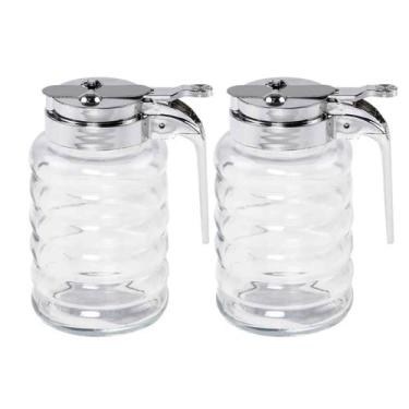 Imagem de Kit 2 Meleiras de Vidro 150ml com Dosador Potes para Mel Lyor Transpar