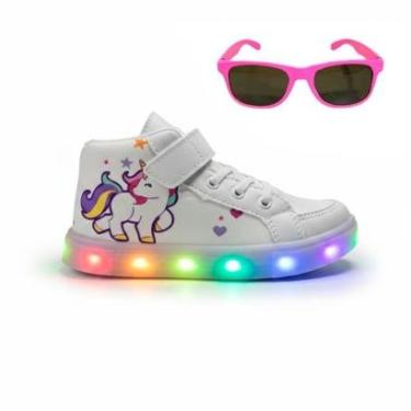 Imagem de Tenis Infantil De Led Botinha Unicornio Meninas Feminino Oculos-Feminino