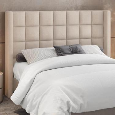 Imagem de Cabeceira Cama Box Casal King 195cm Pisa Z37 Linho Bege Cru - Mpozenato