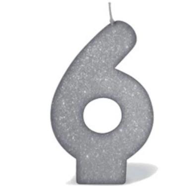 Imagem de Vela de Aniversário Prata N6 Silver - Silver Festas