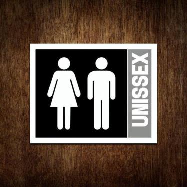 Imagem de Placa Banheiro Sinalização Masculino Feminino Unissex